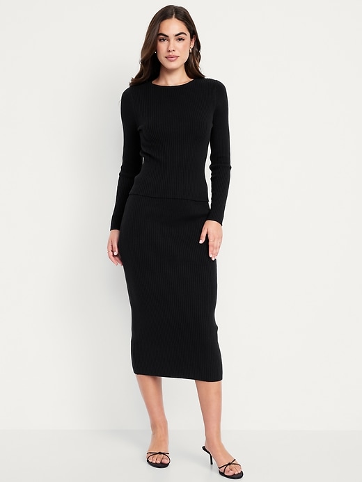 Image number 1 showing, SoSoft Ribbed Midi Sweater Skirt
