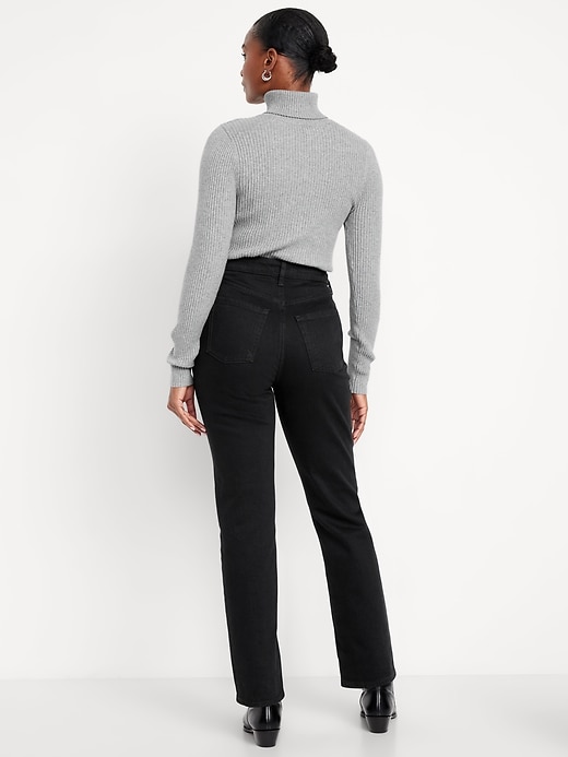 L'image numéro 3 présente Jean coupe droite profilée à taille très haute pour femme