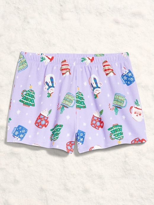 Image number 4 showing, High-Waisted Waffle Pajama Shorts for Women