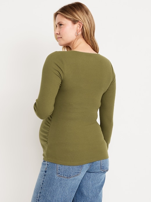 Image number 2 showing, Maternity Long-Sleeve Trapeze-Neck T-Shirt