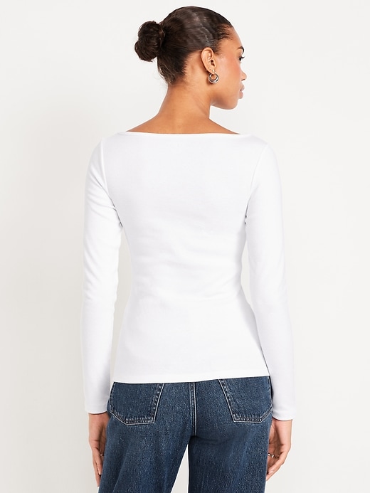 Image number 2 showing, Snug Long-Sleeve Boat-Neck T-Shirt