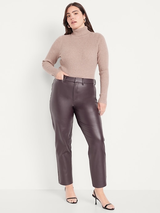 Image number 5 showing, High-Waisted Faux-Leather Pixie Straight Pants