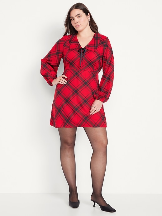 Image number 6 showing, Fit & Flare Long-Sleeve Crepe Mini Dress