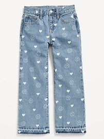 Image number 4 showing, Printed Baggy Wide-Leg Jeans for Girls