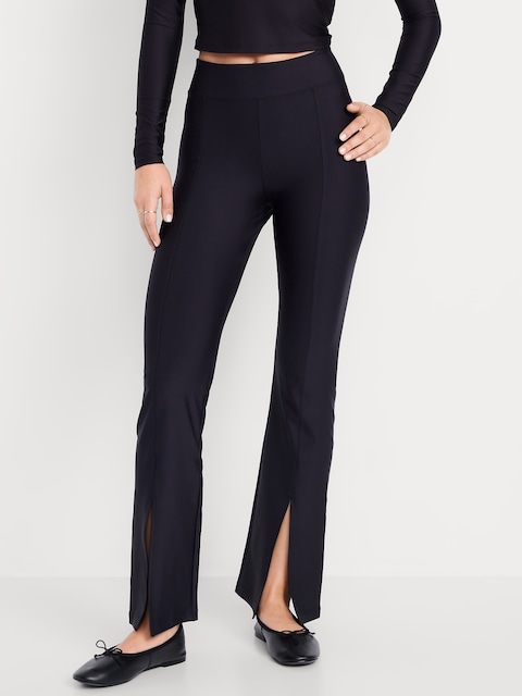 Legging PowerSoft évasé à ourlet fendu et à taille très haute - Noir De Jais