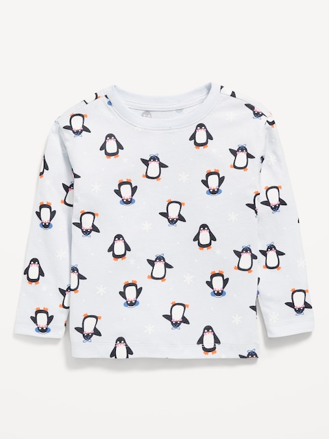 T-shirt à motif à manches longues pour toute-petite fille - Pingouins