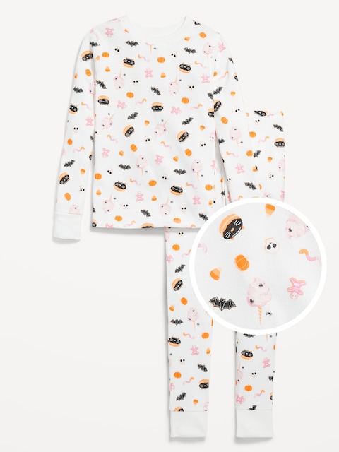 Printed Snug-Fit Graphic Pajama Set for Girls - Sea Salt