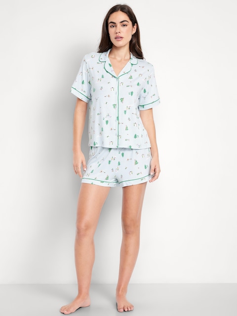 Ensemble short en tricot de jersey Grasse matinée - Bleu Village D’Hiver