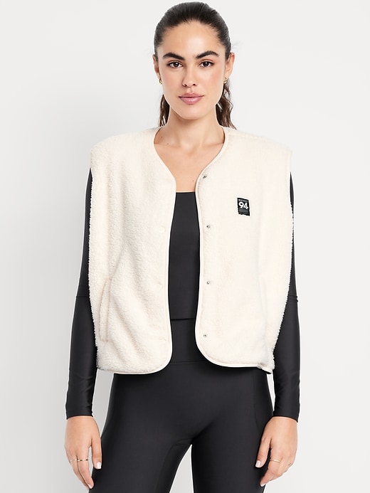 Image number 1 showing, Loose Snap-Front Sherpa Vest