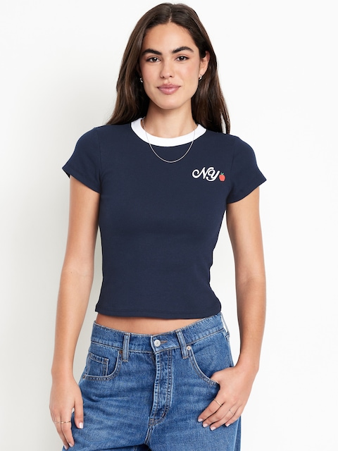 T-shirt moulant à imprimé