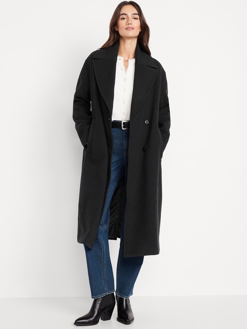 Oversized Twill Overcoat - Black Jack