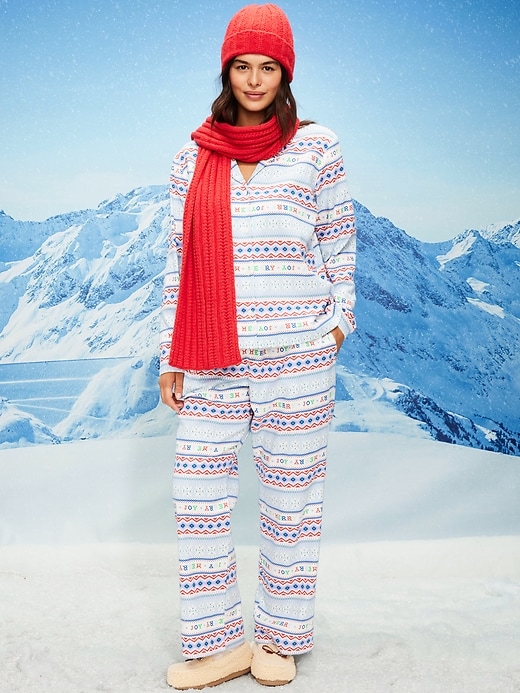 Image number 4 showing, Printed Flannel Pajama Pant Set for Women