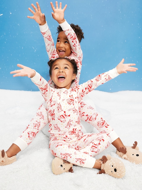 Printed Snug-Fit Pajama Set for Toddler & Baby - Santa And Reindeer (Match The Fam!)