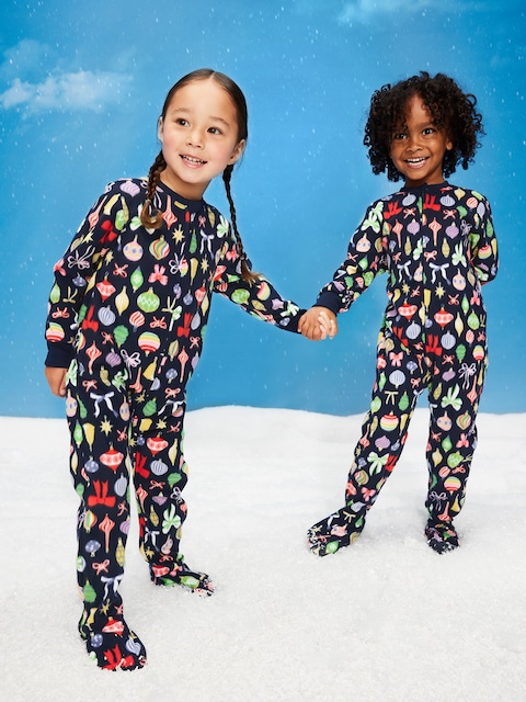 2-Way-Zip Microfleece Pajama One-Piece for Toddler & Baby - Ornaments (Match The Fam!)