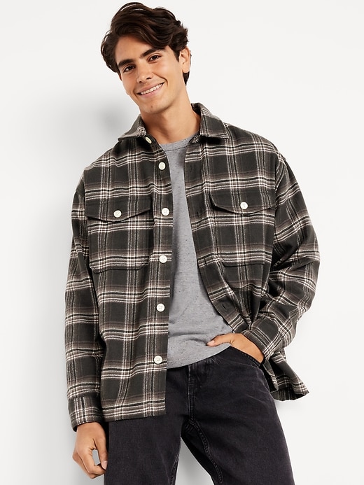 Image number 3 showing, Oversized Heavyweight Plaid Flannel Shirt