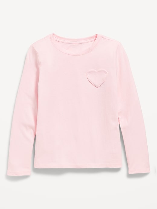 Image number 1 showing, Softest Long-Sleeve Heart-Pocket T-Shirt for Girls