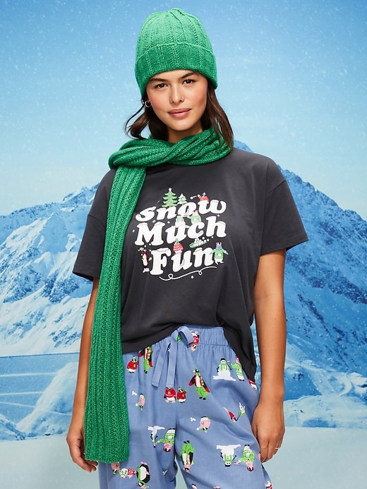 Image number 2 showing, Holiday-Graphic Crew-Neck T-Shirt for Women
