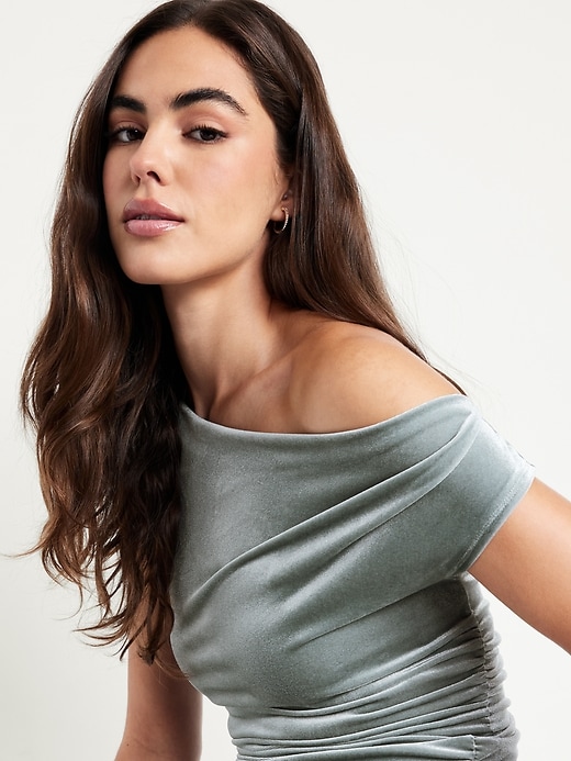 Image number 3 showing, Velvet Ruched Top