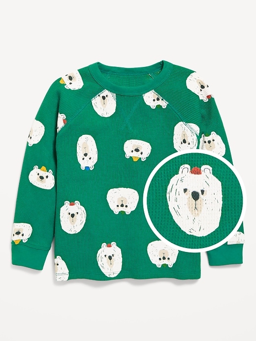 Image number 1 showing, Printed Long-Sleeve Thermal-Knit T-Shirt for Toddler Boys