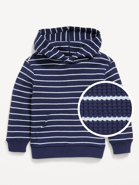Long-Sleeve Striped Waffle-Knit Hoodie for Toddler Boys