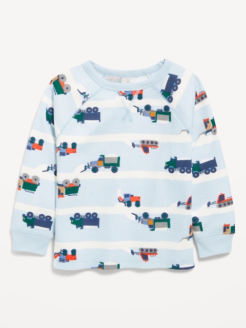 Printed Long-Sleeve Thermal-Knit T-Shirt for Toddler Boys
