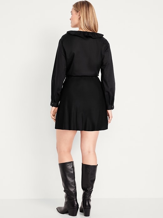 Image number 6 showing, High-Waisted Crepe Flounce Mini Skirt