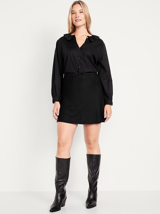 Image number 5 showing, High-Waisted Crepe Flounce Mini Skirt