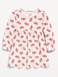 L'image numéro 1 présente Robe côtelée à motif à manches longues pour toute-petite fille