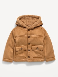 Image number 1 showing, Cozy Unisex Hooded Sherpa Jacket for Toddler