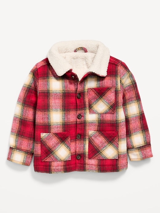 Image number 2 showing, Sherpa-Lined Plaid Shacket for Toddler Boys