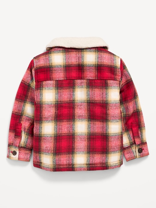 Image number 3 showing, Sherpa-Lined Plaid Shacket for Toddler Boys