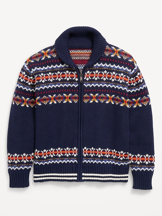 Image number 2 showing, Oversized Shawl-Collar Zip Sweater for Boys