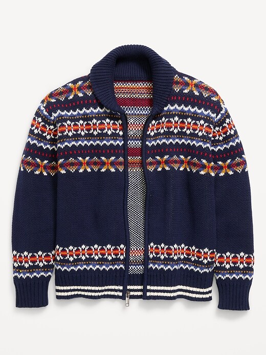 Image number 3 showing, Oversized Shawl-Collar Zip Sweater for Boys