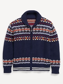 Image number 2 showing, Oversized Shawl-Collar Zip Sweater for Boys