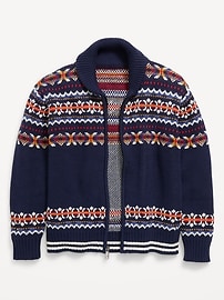 Image number 3 showing, Oversized Shawl-Collar Zip Sweater for Boys