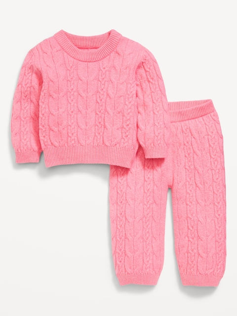 SoSoft Cable-Knit Sweater and Wide-Leg Pants Set for Baby - Guava Heart