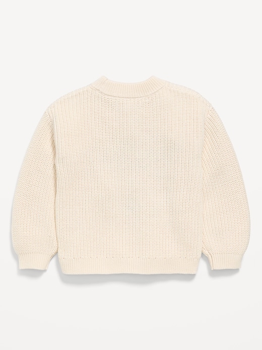 Image number 3 showing, Mock-Neck Embroidered Graphic Sweater for Toddler Girls