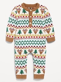 L'image numéro 2 présente Une-pièce henley en tricot à manches longues pour bébé