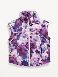 Image number 1 showing, Water-Resistant Quilted Zip-Front Vest for Girls