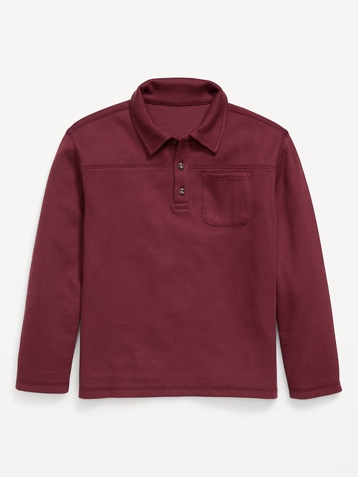 Image number 1 showing, Long-Sleeve French Rib-Knit Pocket Polo Shirt for Boys