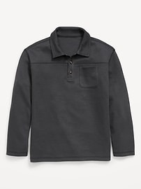 Image number 1 showing, Long-Sleeve French Rib-Knit Pocket Polo Shirt for Boys