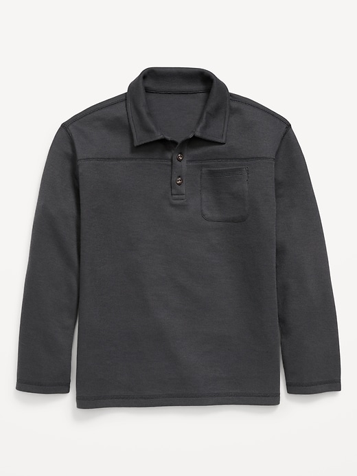 Image number 2 showing, Long-Sleeve French Rib-Knit Pocket Polo Shirt for Boys
