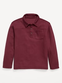 Image number 1 showing, Long-Sleeve French Rib-Knit Pocket Polo Shirt for Boys