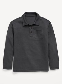 Image number 2 showing, Long-Sleeve French Rib-Knit Pocket Polo Shirt for Boys