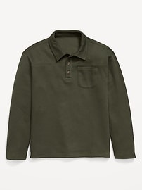 Image number 1 showing, Long-Sleeve French Rib-Knit Pocket Polo Shirt for Boys