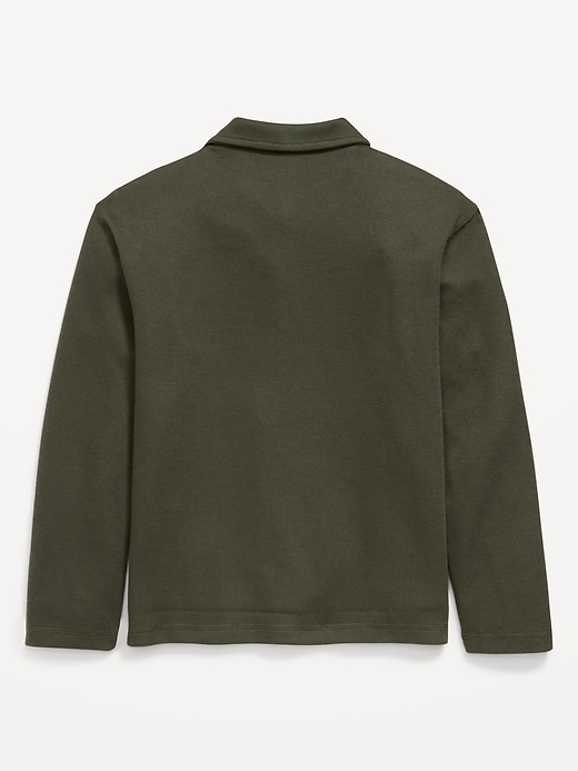 Image number 3 showing, Long-Sleeve French Rib-Knit Pocket Polo Shirt for Boys