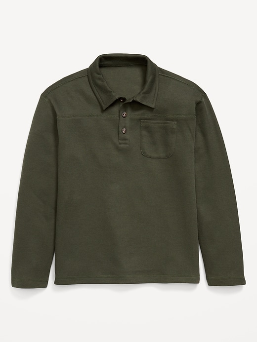 Image number 2 showing, Long-Sleeve French Rib-Knit Pocket Polo Shirt for Boys