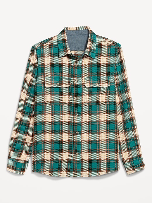 Image number 4 showing, Loose Fit Textured Plaid Pocket Shirt