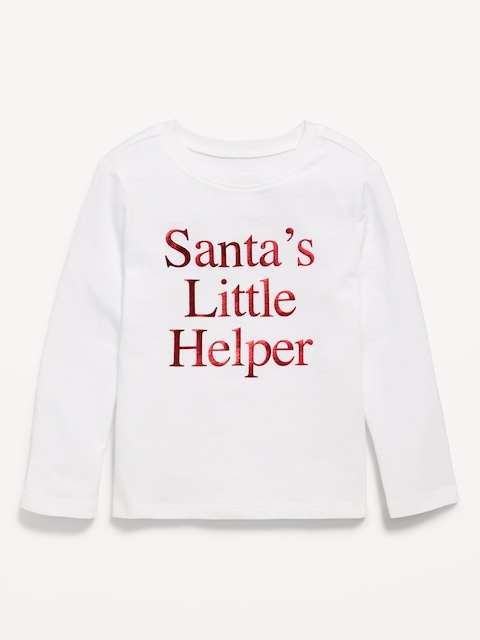 T-shirt à manches longues et à imprimé des Fêtes pour toute-petite fille