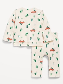 L'image numéro 3 présente Ensemble de t-shirt à poche côtelé à motif et pantalon pour bébé